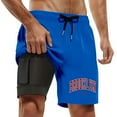 thumbnail image 4 of Shorts de Bain Homme Été Mode Imprimé Noix de Coco Double Couche Intérieure Pantalon de Plage avec Poche Short Course Homme Bleu TG, 4 of 4