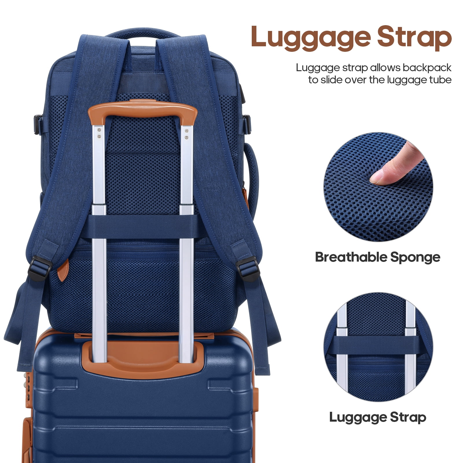MIUSSE Carry on Luggage Set 3 Piece Hard Shell Luggage Sets with YKK Zipper Spinner Wheels TSA Lock Carry on with Backpack Set