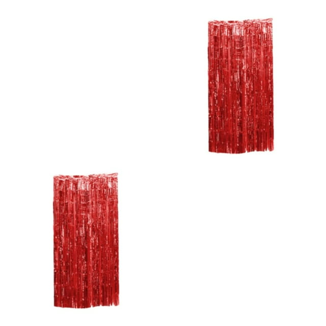 relayinert Vibrant Foil Fringe Curtain Wide Application And Customizable Options Red 3*1m 2Set