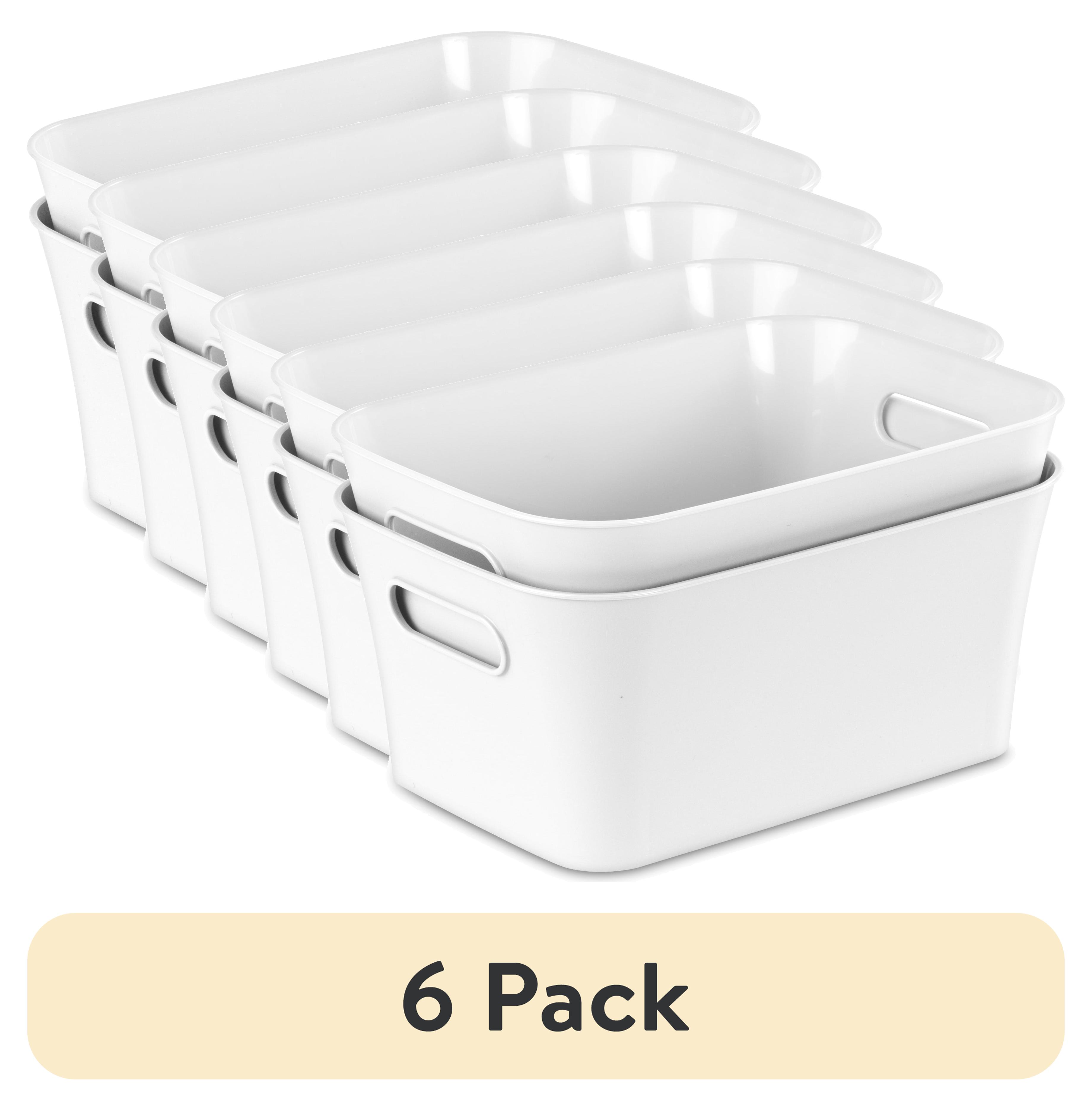 (6 pack) Mainstays Small White 2-Pack Plastic Storage Bins, 9.5 in x 6.8 in x 4.3 in