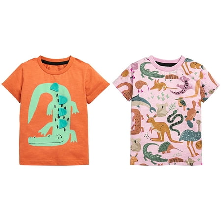 

Phenas Toddler Boys 100% Cotton Summer Short Sleeve Cartoon Graphic Tee Shirts Multipacks