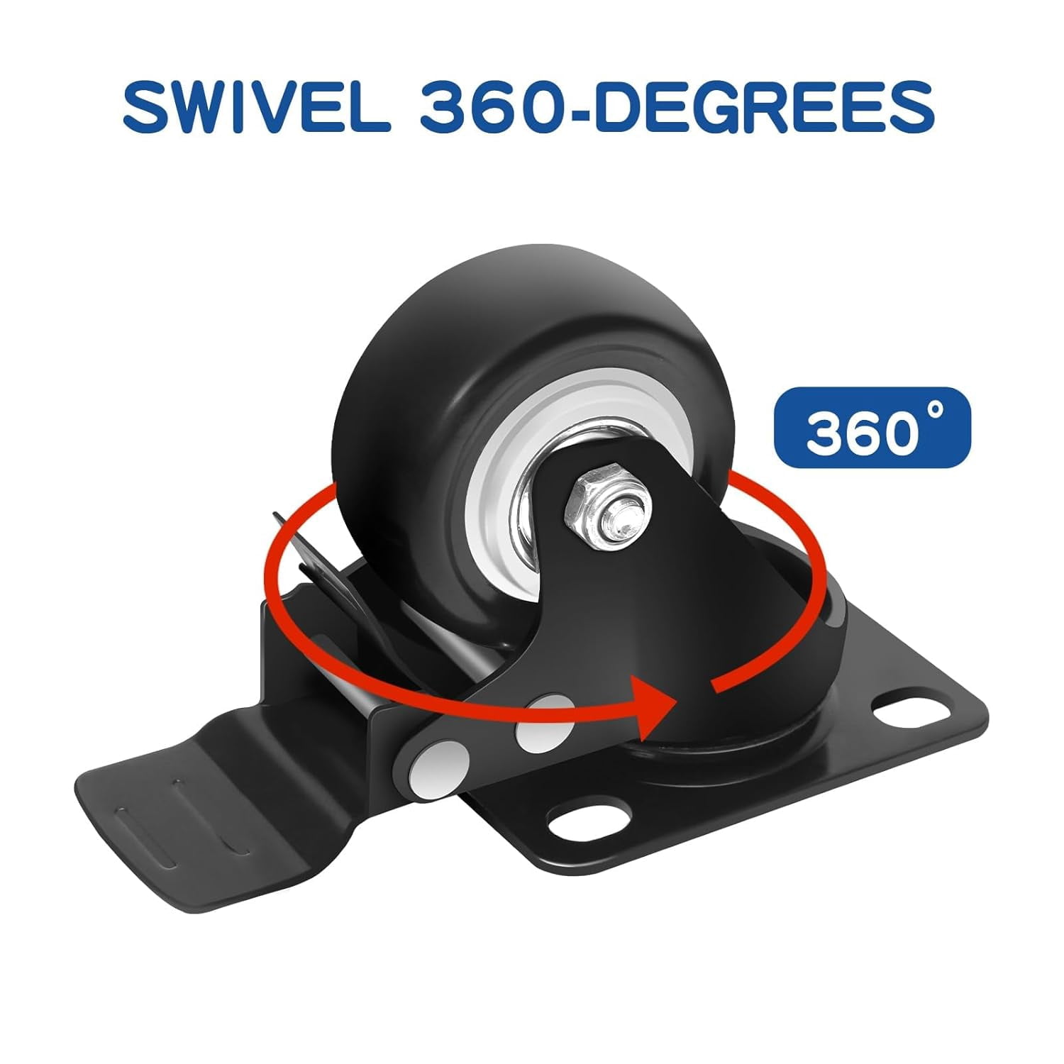 MaxxHaul 50685 2" Heavy Duty Locking PU Swivel Casters with Brakes 4 Pieces