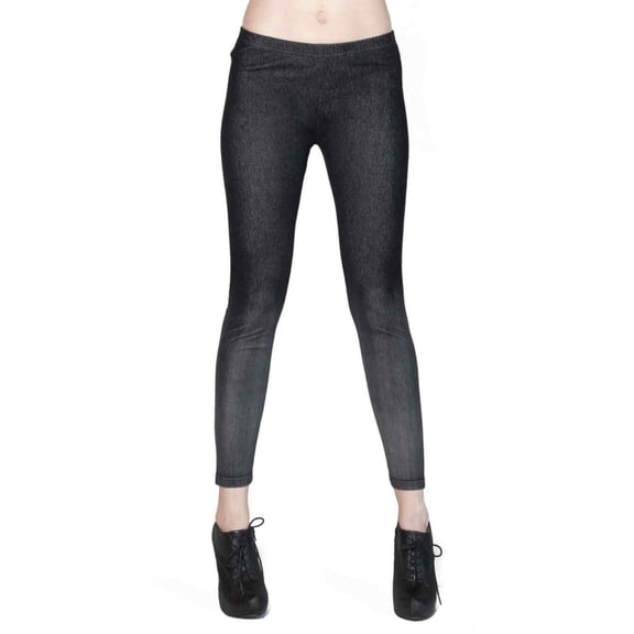 Women's Elastic Waistband Jeggings, Dip Dyed/Blue, One Size