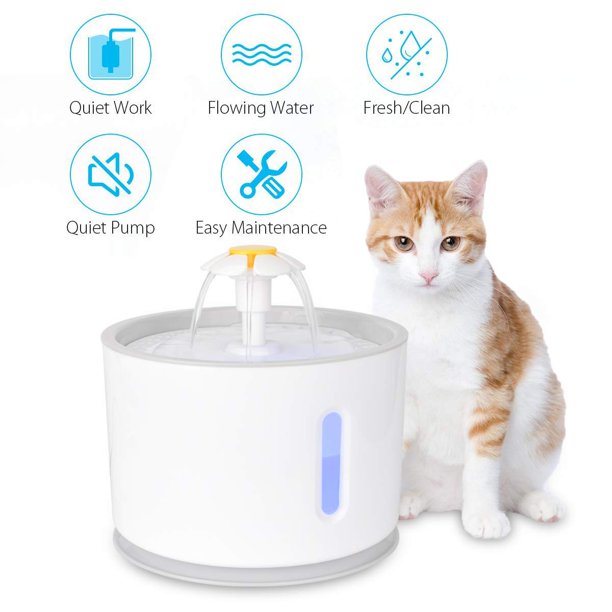 DEWEL Cat Water Fountain, 81oz/2.4L LED Automatic Pet Water Fountain Drinking Fountain