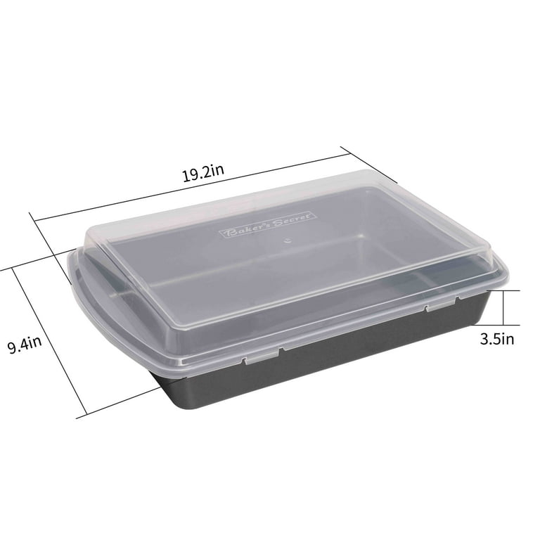 Goodcook 13 x 9 Premium Nonstick Steel Covered Cake Pan with Plastic Lid,  Gray/Clear