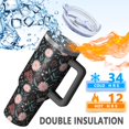 thumbnail image 5 of 40oz Pioneer Flower Floral Print Pattern Insulated Tumbler with Handle, BPA-Free Leak Proof Lid and Straws, Double Wall Vacuum, Hot 12h/Cold 34h, 5 of 6
