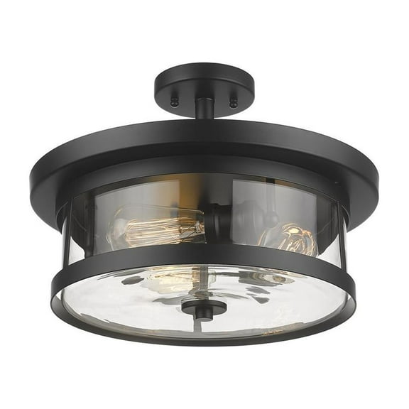 Bethel International Semi Flush Mount Black Metal & Glass