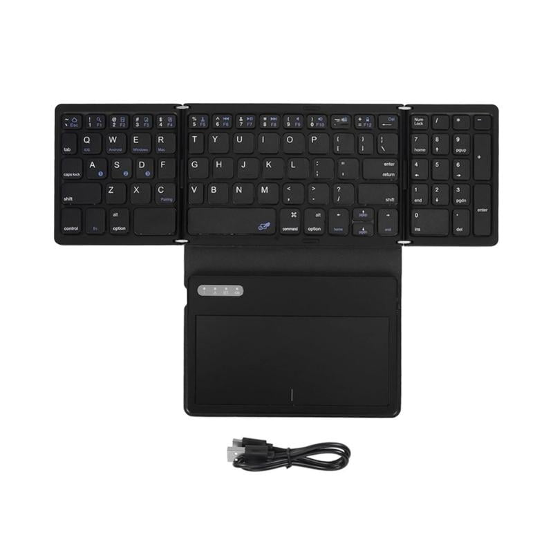 Foldable Bluetooth Keyboard With Large Touchpad And Numeric Keypad Auto Sleep For Tablets, Smartphones, Laptops
