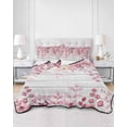 thumbnail image 2 of Quilts Twin-XL Size Bedding Set, Pink Eucalyptus Leaves Lightweight Quilted Comforter, Summer Botanical Farmhouse Rustic Wood Soft Bedspread Coverlet with Pillow Covers for All Season, 68" x 98", 2 of 7