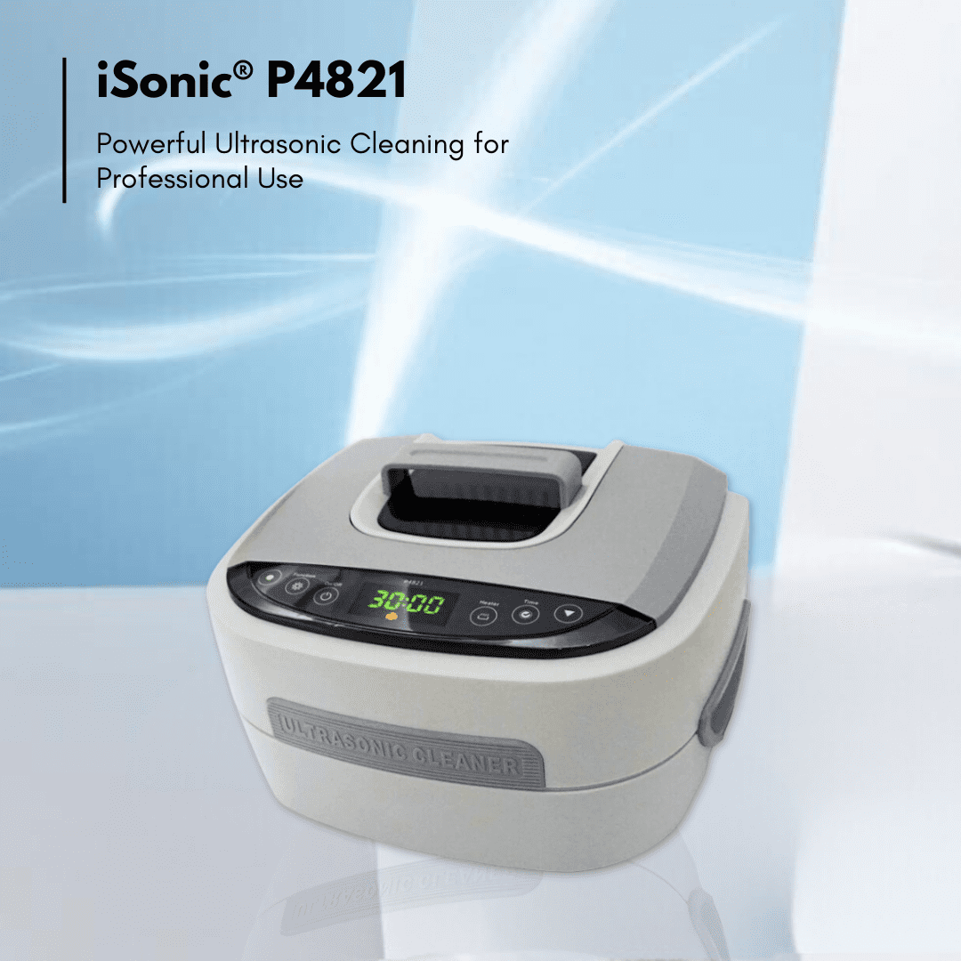 iSonic Ultrasonic Cleaner P4821, 2.5 L Capacity, 60 W Stack Transducer, Beige, Includes 1000 ml Beaker Holder Set
