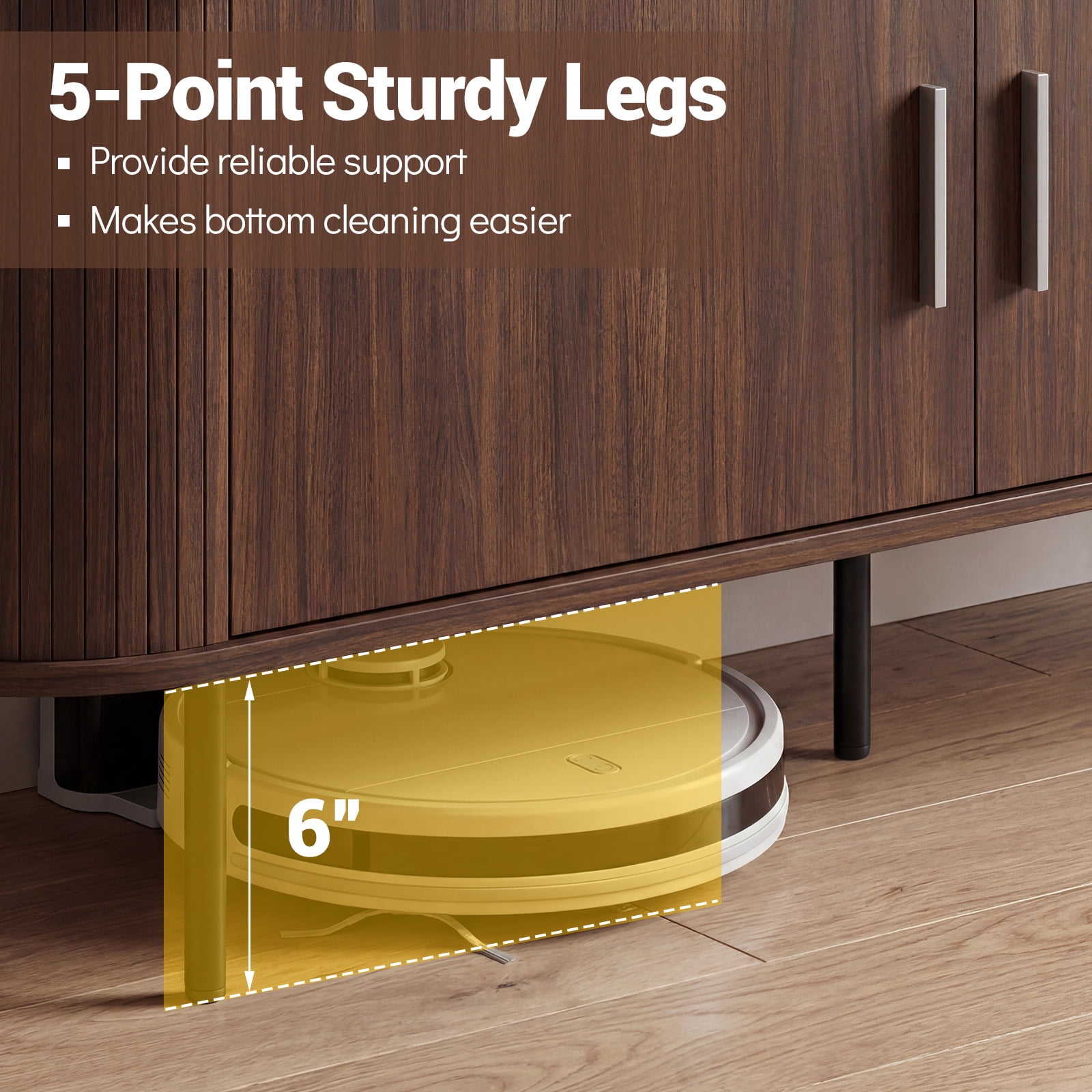 Costway Fluted TV Stand for TVs up to 60”, Mid Century Curved Entertainment Center Walnut