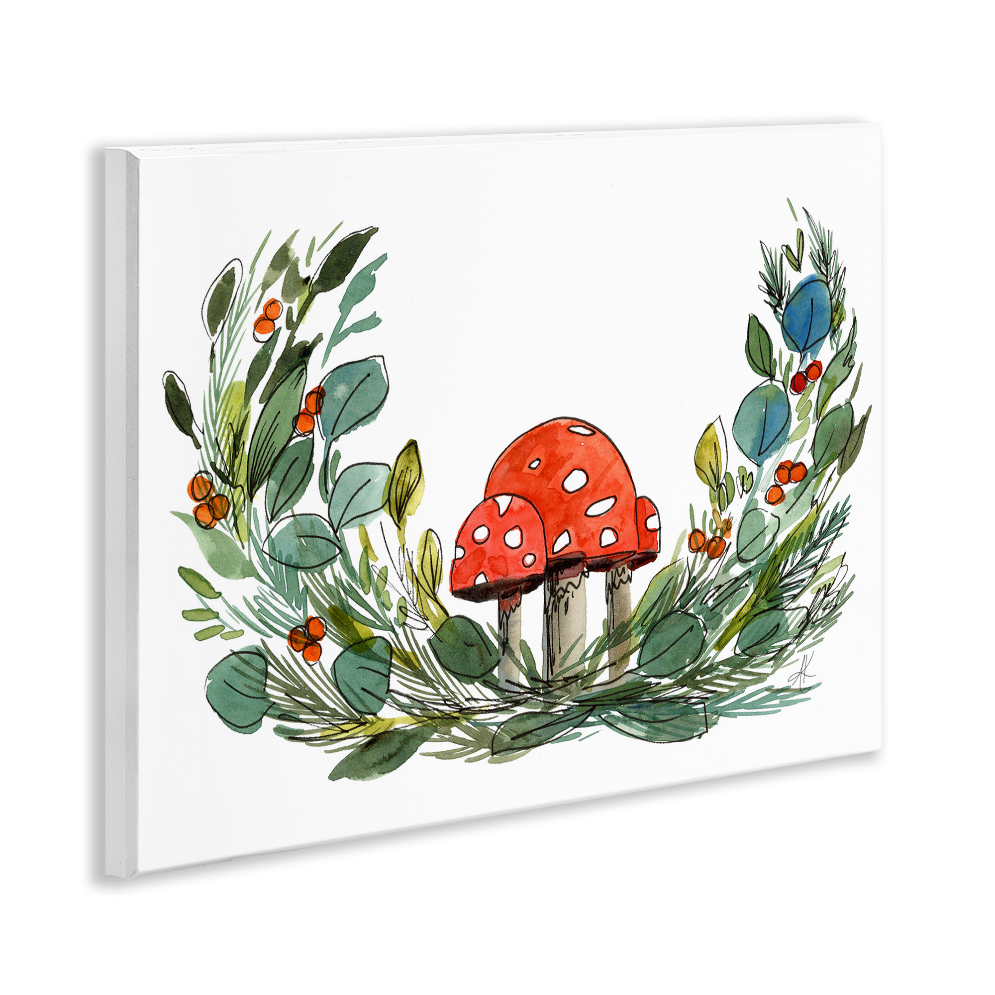 Stupell Industries Mushrooms & Greens Plants & Flowers Painting Unframed Art Print Wall Art, 14 x 11