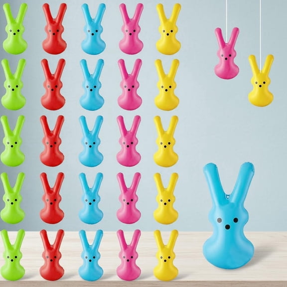 Easter Inflatable Bunny Peeps Decoration, Colorful Inflatable Rabbit Ornament with Hanging Rope and Hooks for Outdoor Yard Spring Party Lawn Door Decor