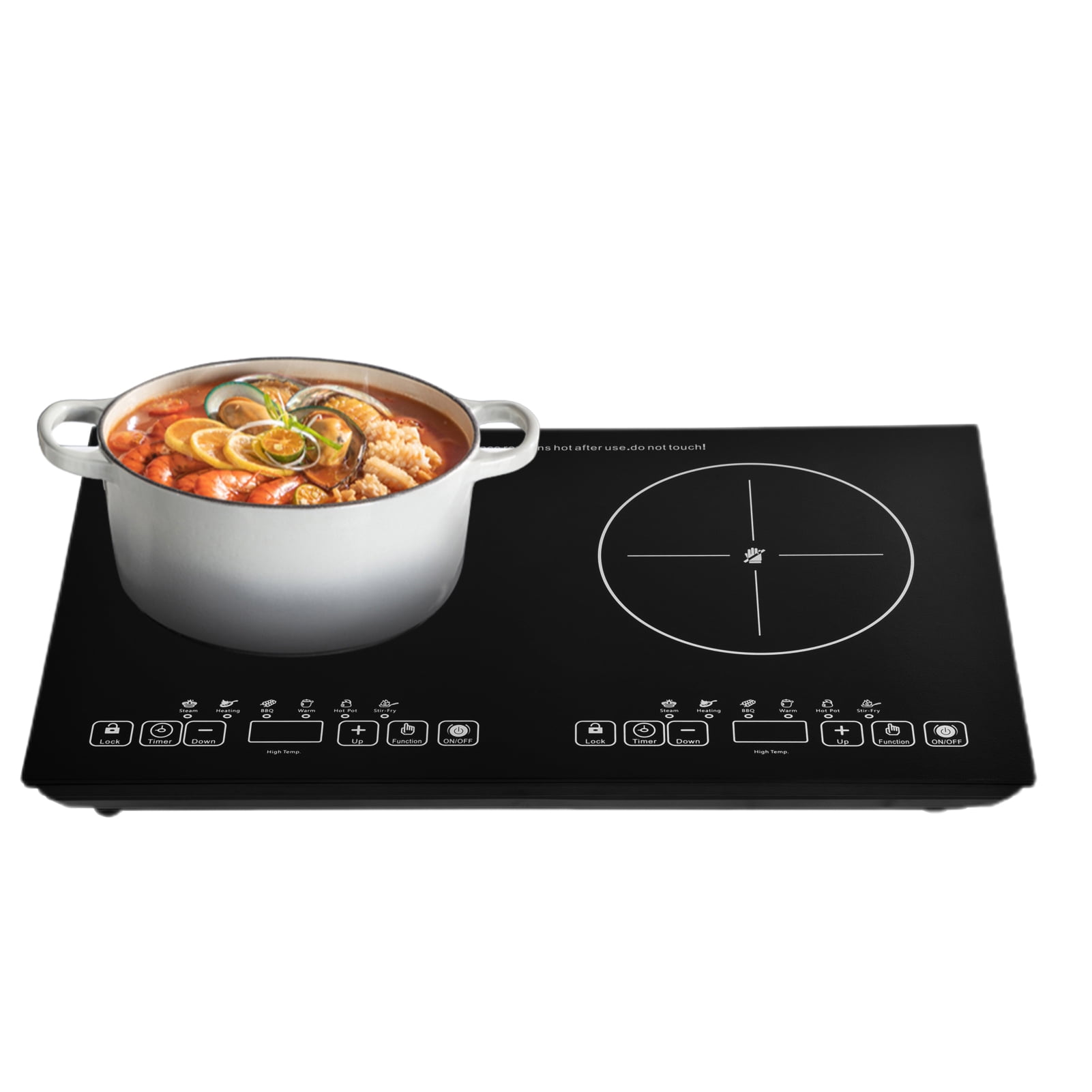 2 Burner Electric Cooktop | Electric Induction Cooktop 2000W+2000W Double-Head | 110V Table Top Stove Portable Electric Hob for Stone Pot Bibimbap