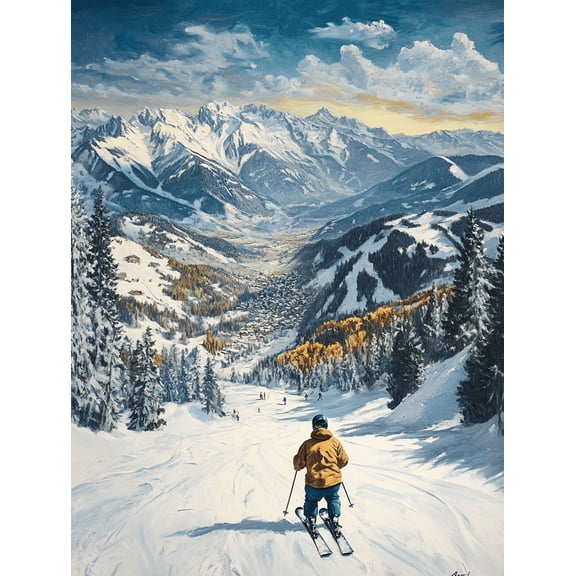 Ski Resort Mountain Canvas Print/Wall Art， Perfect for Living Room， Bedroom， Office， Cabin， Ski Lodge Decoration