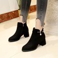 thumbnail image 5 of Lilgiuy Womens Ankle Booties Fall Winter Solid Color Flock Boots Chunky Heel Middle Heel Short Boots Pointed Toe Boots Black, 5 of 6