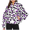 thumbnail image 2 of 2023 Chandail en Molleton Mode pour Femmes 50 % de Réduction Liquidation Mode Automne Hiver Imprimé Léopard Décontracté Sport Col Rond Survêtements Manches Longues Col à Revers Fermeture Éclair Chandails à Capuchon, 2 of 5