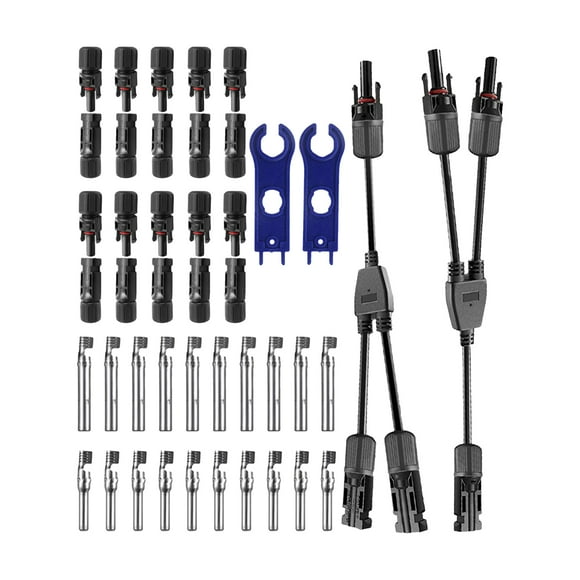 10 Pairs Male/Female Solar Panel Cable Connectors with 1 to 2 Branch Y Type Branch