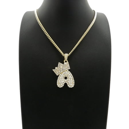 Mens Hip Hop Gold Plated - Unisex Gold Plated Iced Out Crown Alphabet Bubble Letter