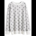 thumbnail image 2 of Suéter de Larga para Mujer, Suéteres Cortos de Gran Tamaño de Otoño, Tops de Punto con Cuello Redondo y Estampado de Velero Informal Gris S, 2 of 8