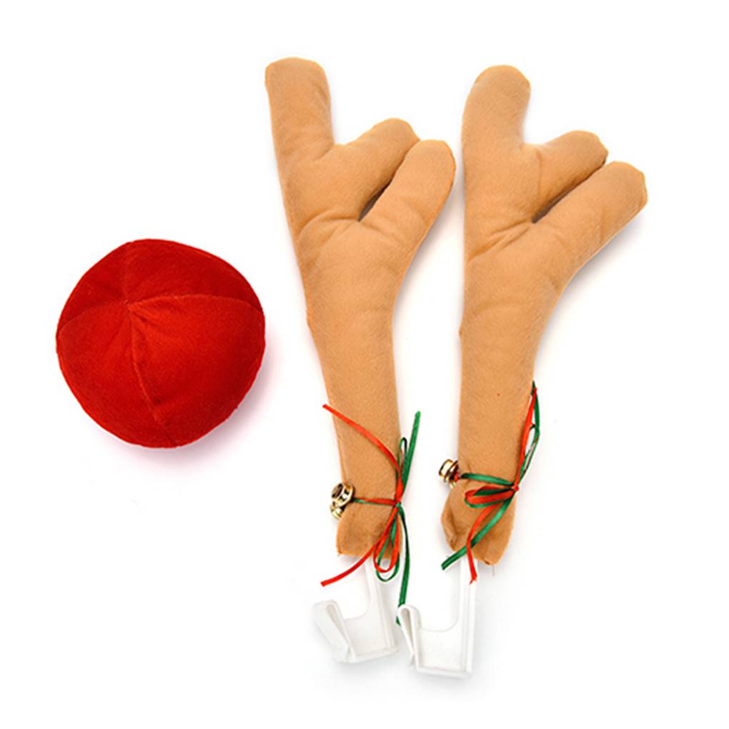 Rinhoo Christmas Antlers and Red Nose Car Decoration Reindeer Vehicle