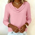 thumbnail image 3 of CUSTG Casual Blouses For Women Summer Solid Color Blouses For Dressy Cowl Neck Long Sleeve Eyelet Elegant School Work 2026 Shirts Cozy Tops, 3 of 5