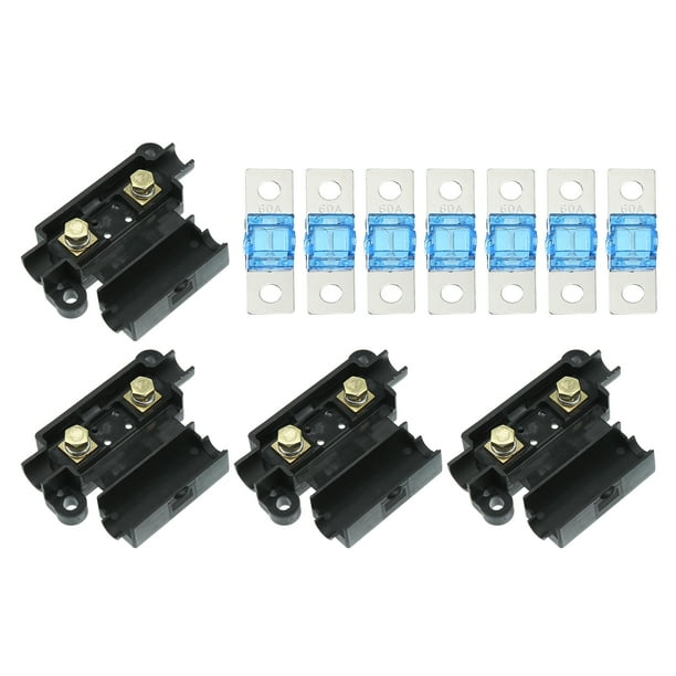 60A Fusible Kit 4 ANS Soportes 7 x 60 AMP Fusibles para Auto Doble Batería