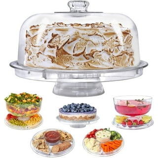 Homeries Bamboo Cake Stand With Clear Acrylic Dome Cover : Target