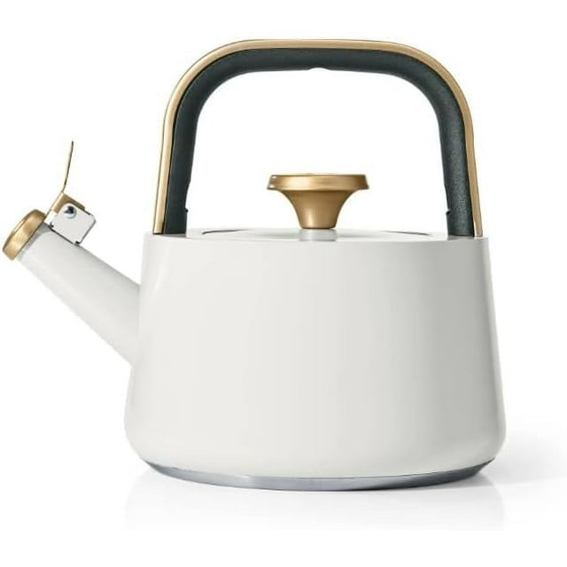 Estufa antiadherente de cerámica para té, 1,8 L, glaseado blanco