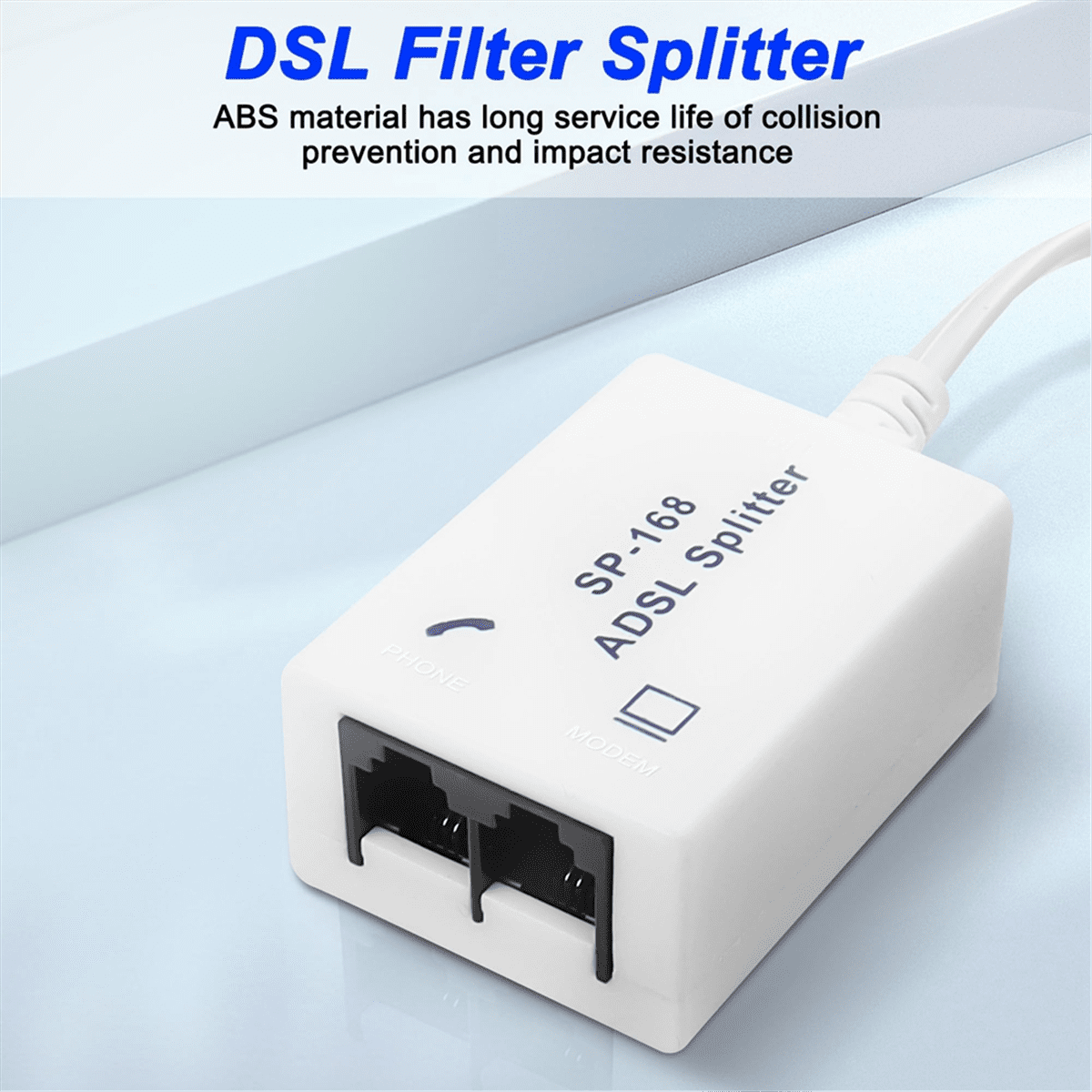 2Pcs DSL Filter Splitter ADSL for Phone Line Male to 2 Female RJ11 6P4C/6P2C Telephone Modem Converter Adapter