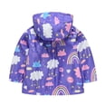 thumbnail image 3 of YUANxueke Girls Hoodie Windbreaker Printed Full Zip Jackets Casual Outdoor Fashion Windproof Jacket with Pockets,Purple,2-3 Years, 3 of 8