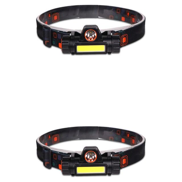 Yuarrent Linterna frontal para acampar al aire libre, linterna impermeable, diadema portátil para montar, iluminación de cabeza de trabajo, tipo 3 Cable 2Conjunto
