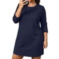 thumbnail image 2 of Ohufall Plus Size Nightgowns for Women Round Neck Solid Color Sleepshirt Loose Comfy 3/4 Sleeve Fashion Night Dress, 2 of 6