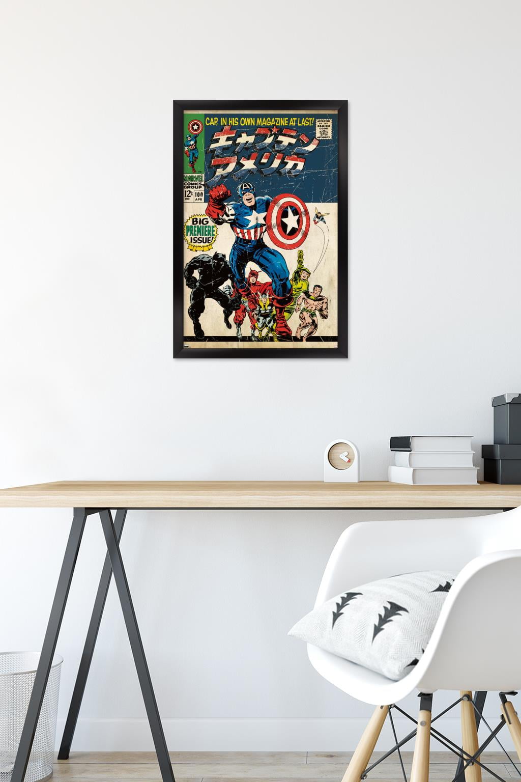 Marvel Katakana - Captain America #100 Wall Poster, 14.725" x 22.375" Framed