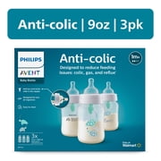 Philips Avent Anti-colic Baby Bottle with AirFree Vent with Turtle Design, 9oz, 3pk, SCY703/78