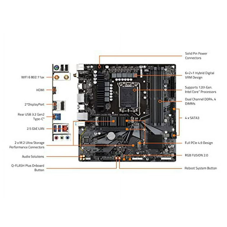 Restored GIGABYTE B660M DS3H AX DDR4 Dual M.2, PCIe 4.0, USB Restored GIGABYTE B660M DS3H AX DDR4 Dual M.2, PCIe 4.0, USB