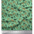 thumbnail image 1 of Soimoi Modal Satin Fabric Leaves & Leopard Animal Fabric Prints by Yard 42 Inch Wide, 1 of 1
