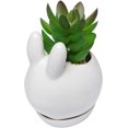 thumbnail image 3 of Decorative Bunny Rabbit Design White Mini Ceramic Plant Flower Pot Succulent Planter W/Saucer, 3 of 5