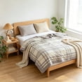 thumbnail image 5 of Washed Cotton Summer Quilt Cotton Filling Cool Breathable Plaid Bed Blanket Lightweight Quilt for Hot Weather Bedroom Dorm Home Decor, 5 of 6