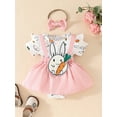 thumbnail image 2 of HWJAD My 1st Easter Outfit Newborn Baby Girl Infant Girls Bunny Short Sleeve Romper Jumpsuit Dress Headband Summer Outfits, 2 of 9
