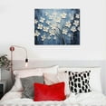 thumbnail image 4 of JEUXUS Floral Canvas Wall Art Hand Painted Blue and White Heavy Textured Painting Modern Abstract Flower Pictures Contemporary Artwork for Living Room Bedroom Office Decoration, 4 of 4