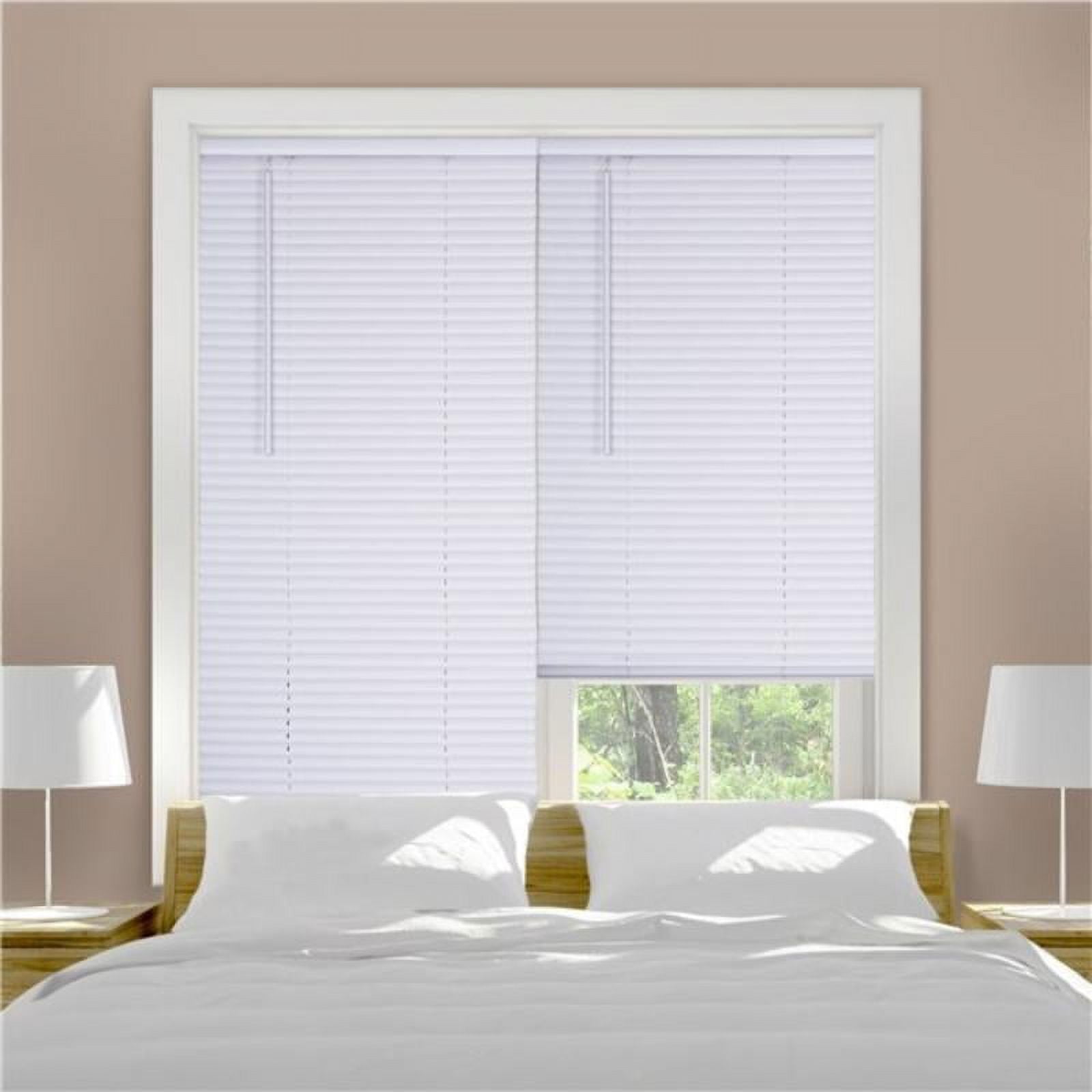 Lotus Cordless Vinyl Mini Window Blinds, White 71 in x 72 in