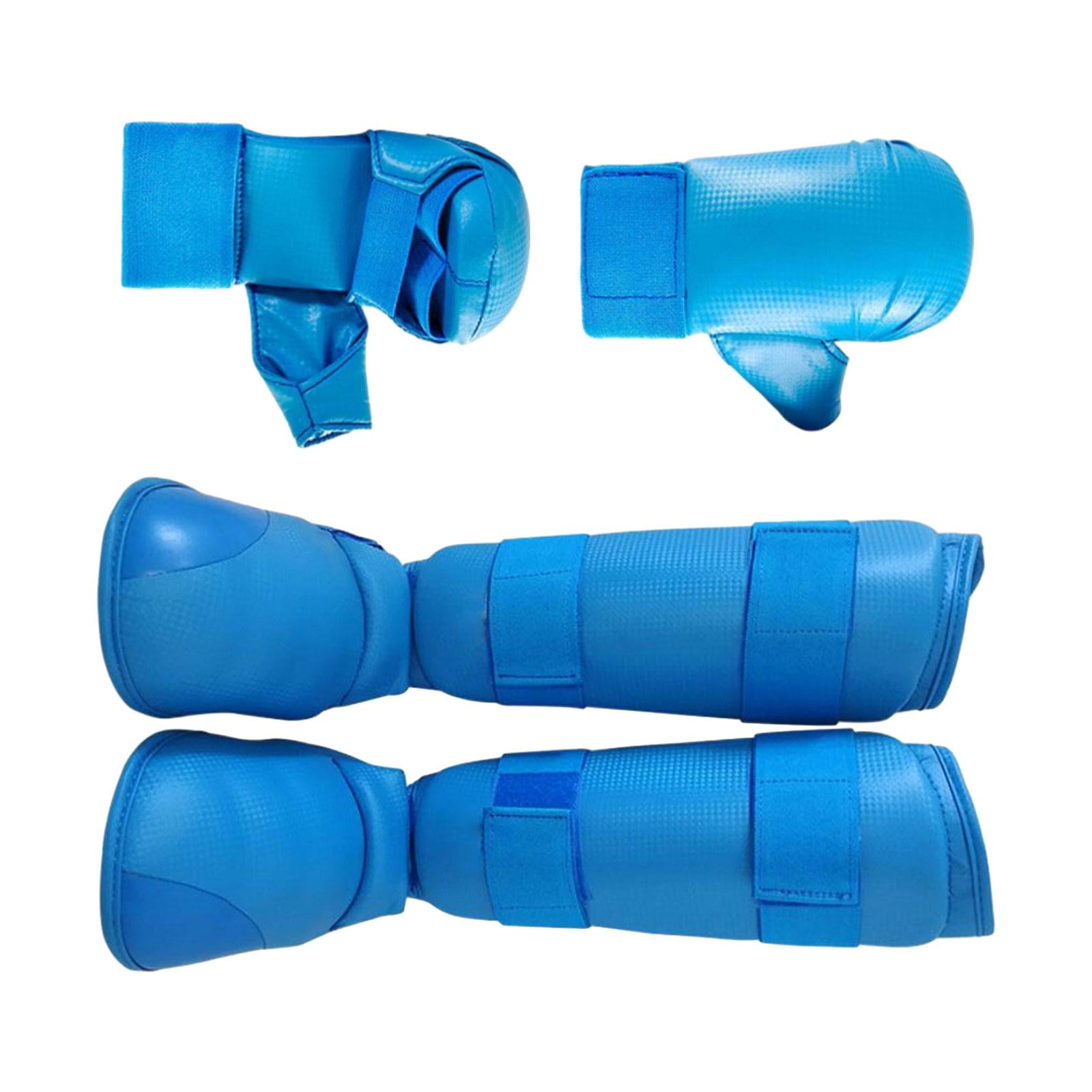 BAOSITY Karate Sparring Gear Set Boxing Gloves Shin Guards Taekwondo Training Punch Mitts, Punching Gloves Equipment for Mma Sparring M