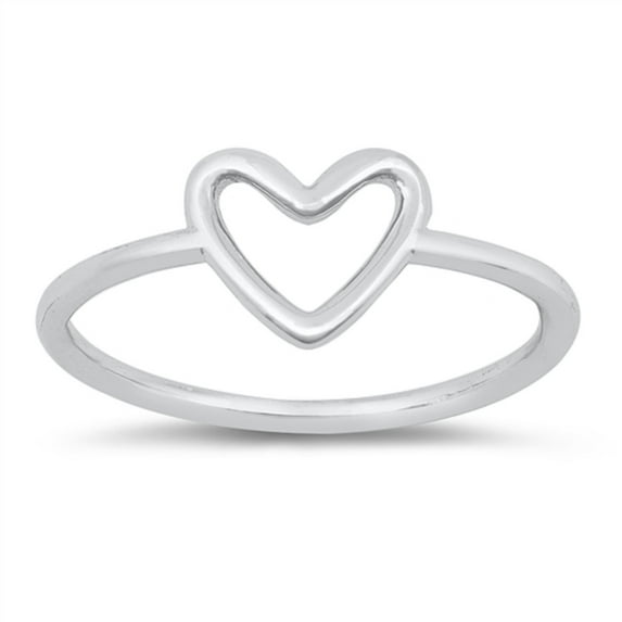 Sterling Silver Plain Open Heart Ring Size 7