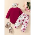 thumbnail image 3 of Baby Girls Clothes Fall/Winter Daddy's Girl Infant Newborn Outfits Long Sleeve Lace Ruffle Romper Pants Headband Set, 3 of 8