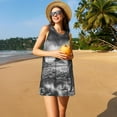 thumbnail image 3 of Lsque 60s Black White Western Cowboy Pattern Summer Dresses for Women – Sleeveless T-Shirt Swing Sundress, Perfect for the Beach and Casual Days, 3 of 7