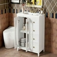 thumbnail image 5 of Barara King Storage Cabinet, Bathroom Vanity,36" Bathroom Vanity with 2 Soft-close Doors, Adjustable Shelves and 3 Drawers, White, 5 of 13