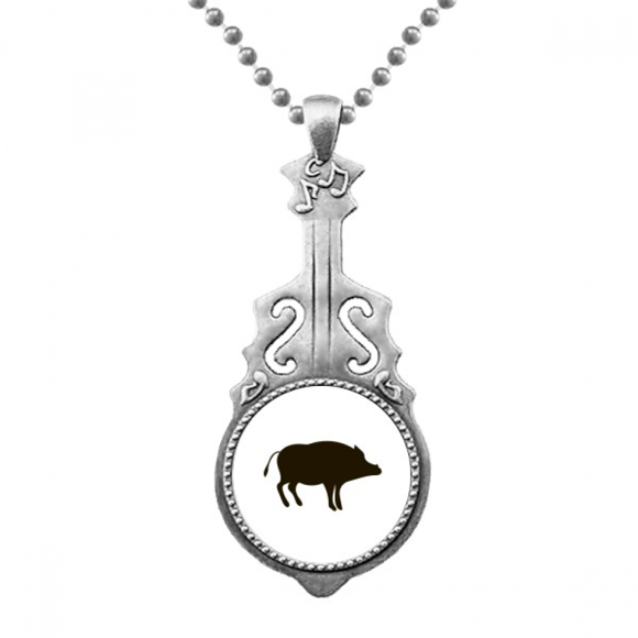 Sanglier Noir Mignon Animal Portrait Pendentif Bijoux Musique Couple Guitare Hangtag