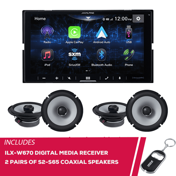 New Alpine iLX-W670 7" Receiver & 2-Pack S2-S65 Coaxial Speakers