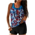 thumbnail image 2 of CALAFEBILA Womens Swimming Suits Modest Tankini Two Piece American Flag Graphic 4th of July Seaside Summer Independence Day Bathing Suits, 2 of 6